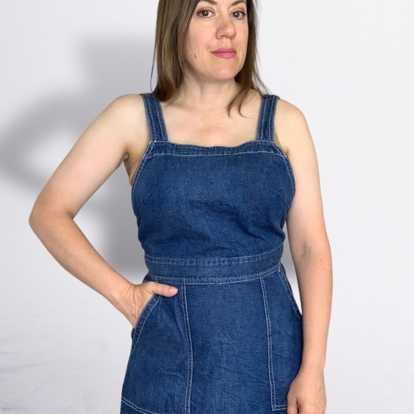 Polo Ralph Lauren Blue Denim Jumper Overalls Pinafore Retro Apron Dress Size 8 - Picture 10 of 16